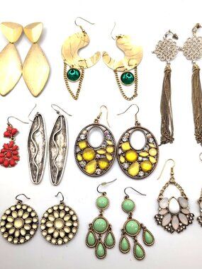 Lot of 9 Pairs Ladies Statement Earrings Vintage and Modern Avon PEP etc. VGC